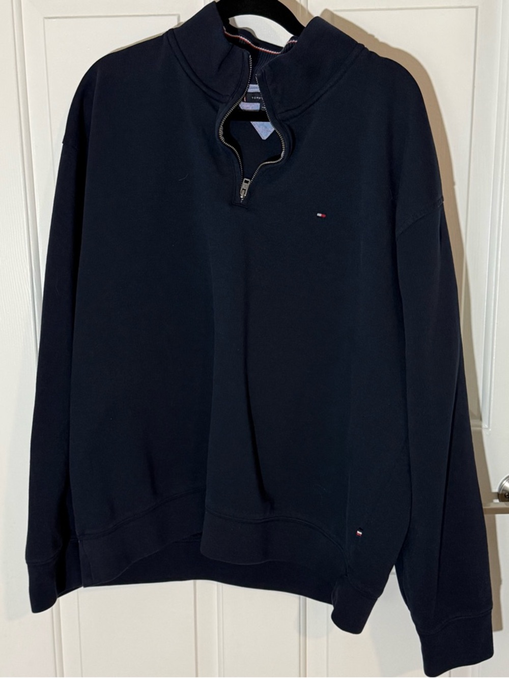 Men's XXL Tommy Hilfiger Navy Quarter Zip Pullover Sweatshirt